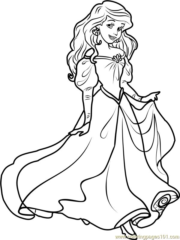 Princess ariel coloring page for kids