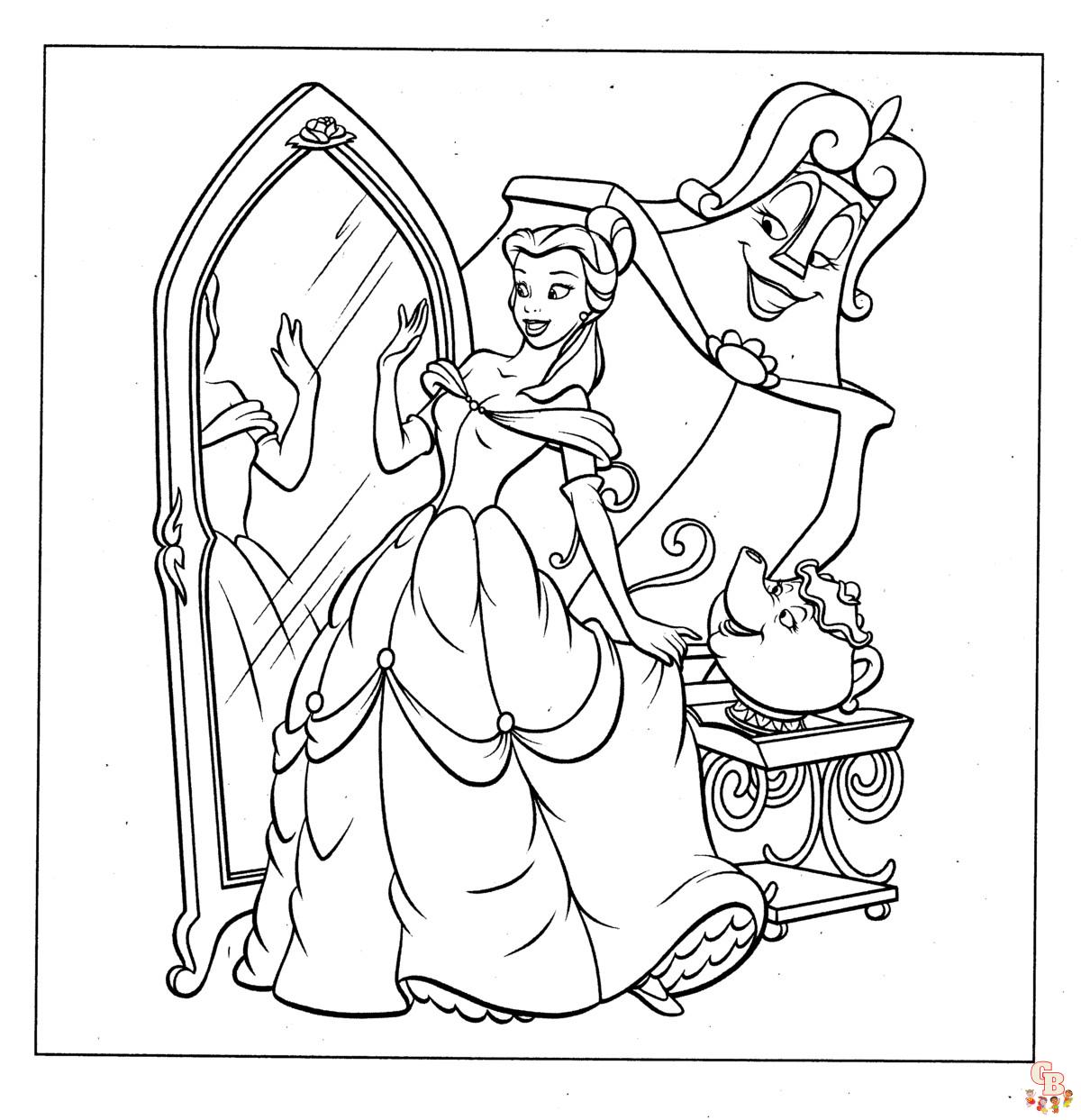 Belle princess coloring pages printable for kids