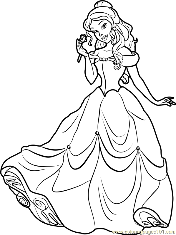 Princess belle coloring page for kids