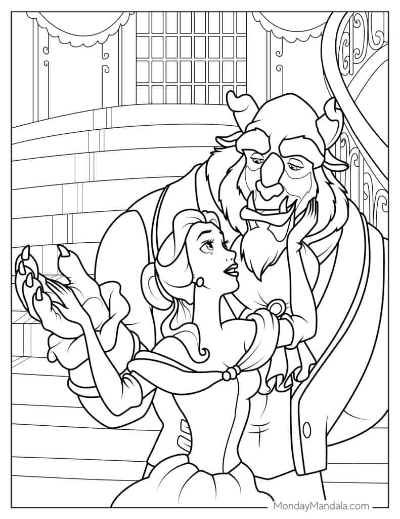 Belle coloring pages free pdf printables