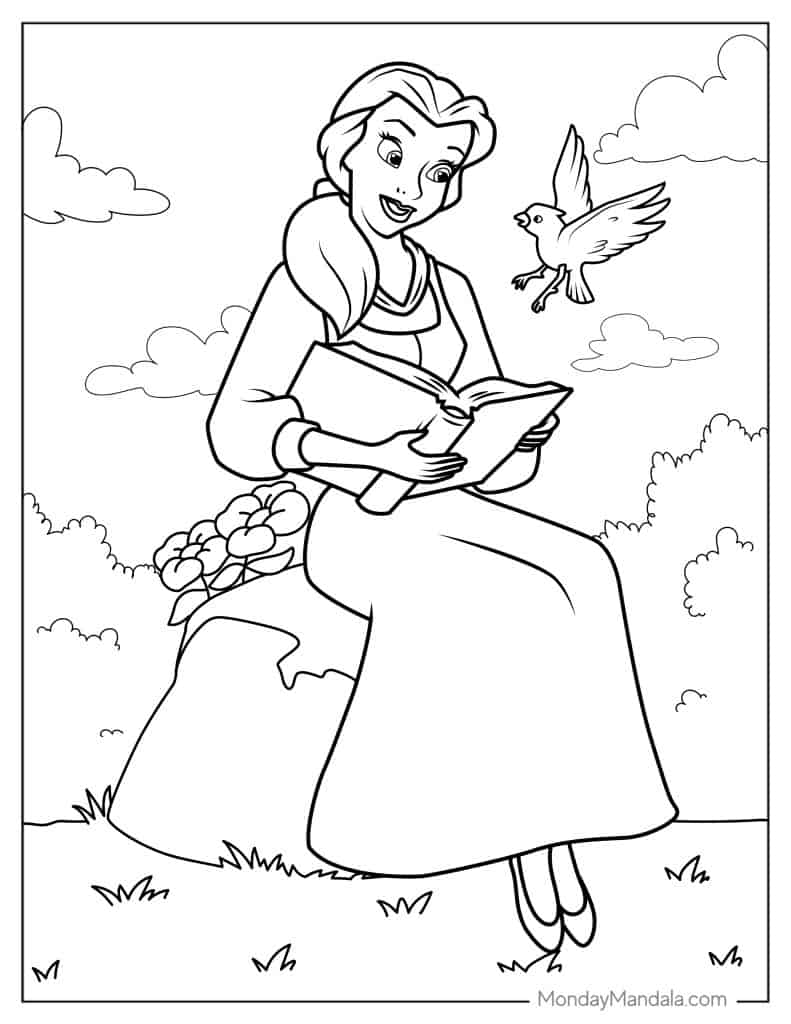 Belle coloring pages free pdf printables