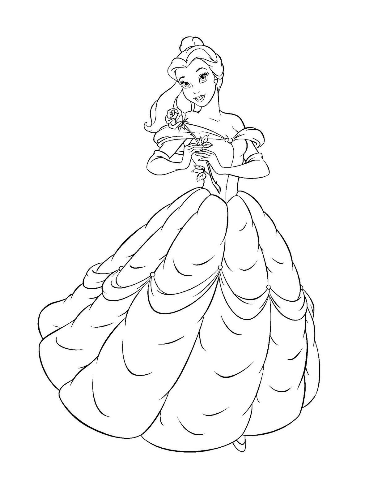 Free printable belle coloring pages for kids