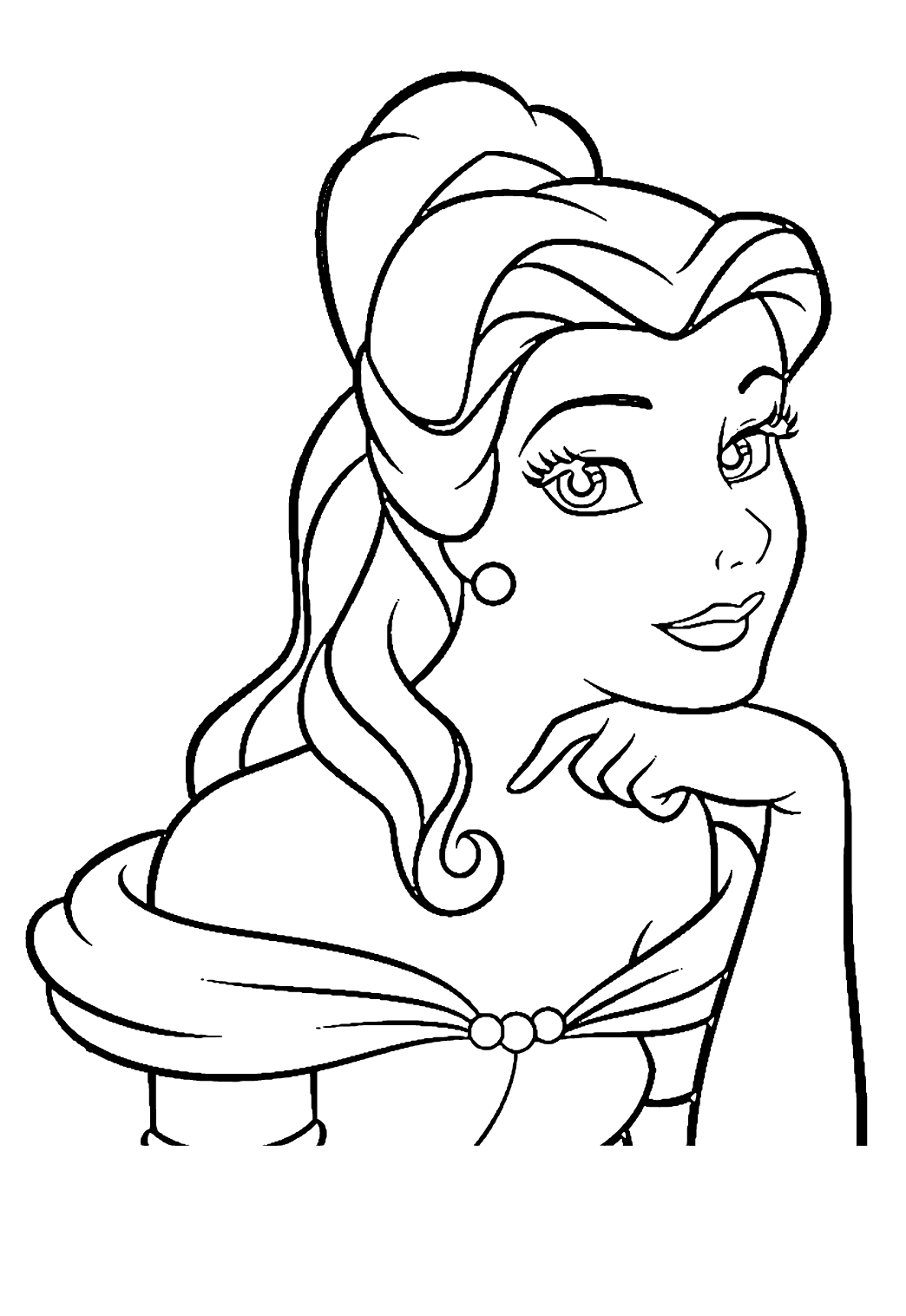 Free printable princess belle face coloring page sheet and picture for adults and kids girls and boys