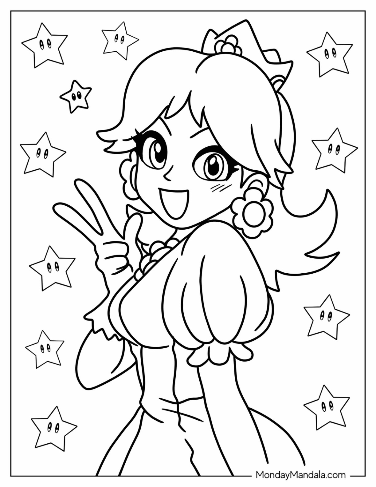 Princess daisy coloring pages free pdf printables