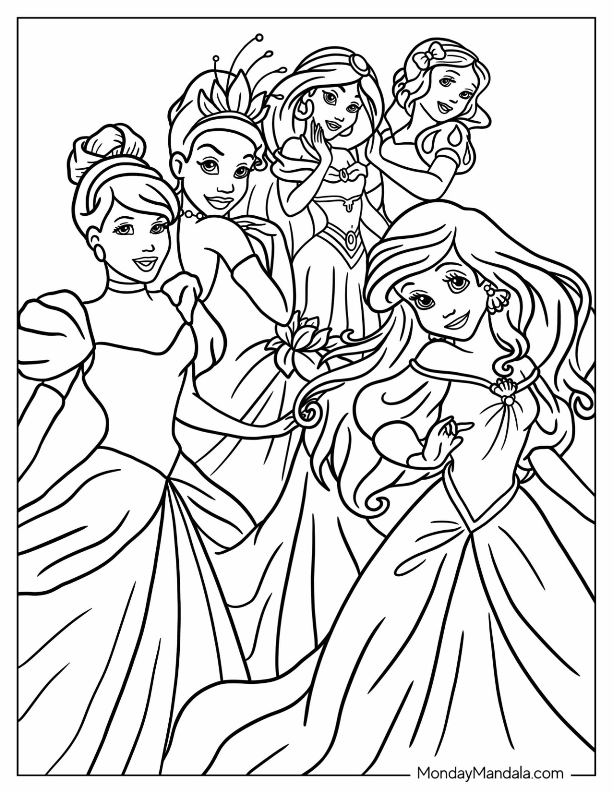 Disney princess coloring pages free pdf printables