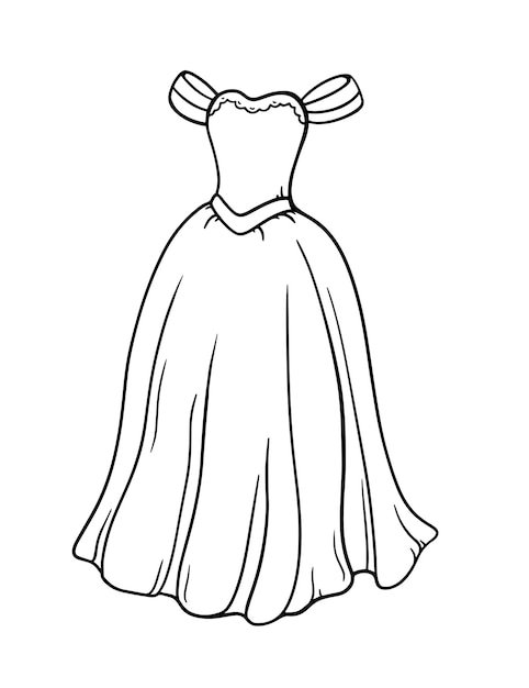 Premium vector illustration vector of princess dress coloring page antistress coloring book for kids and adults