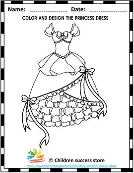 Printable princess dress coloring pages for kids by children success store