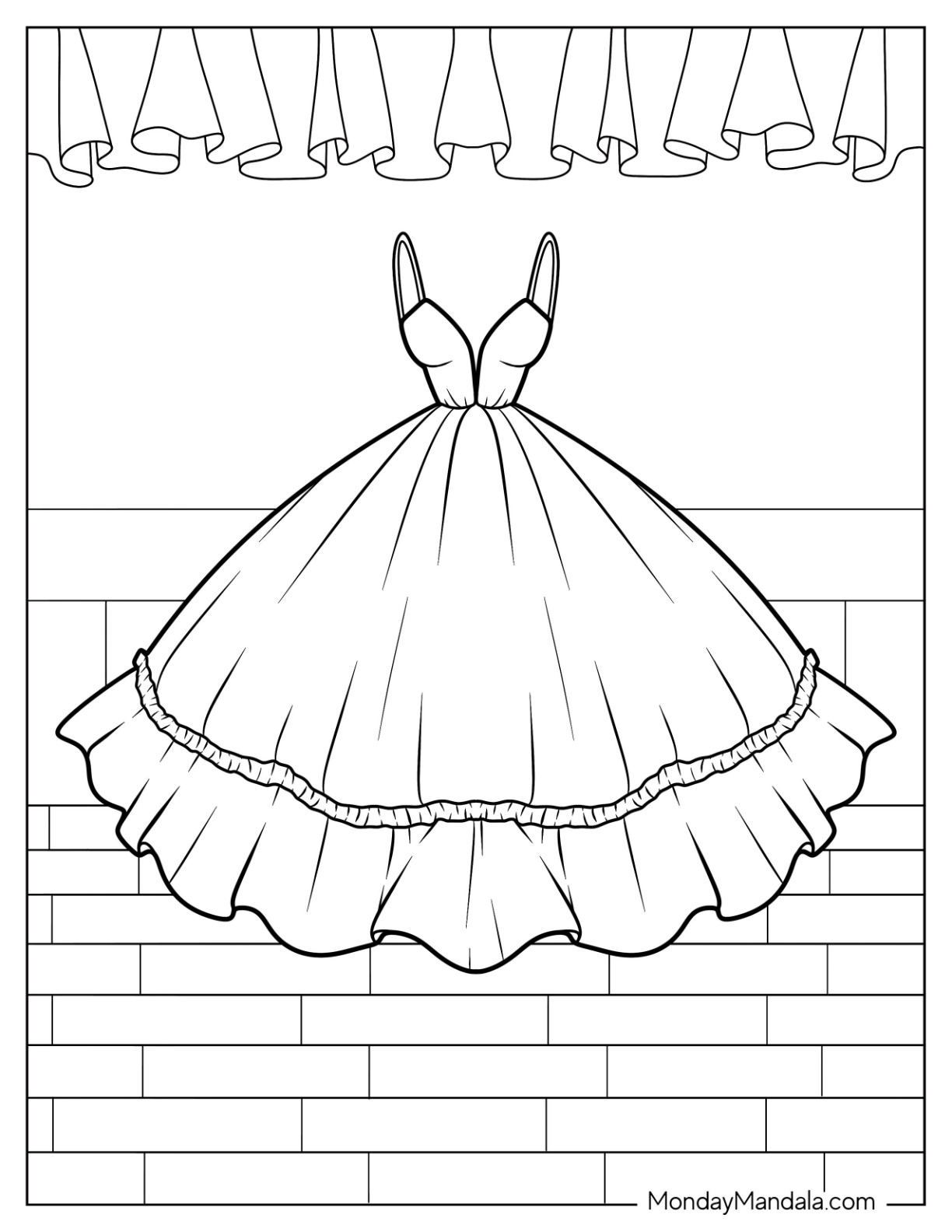 Dress coloring pages free pdf printables