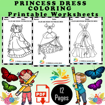 Printable princess dress coloring pages for kids by children success store