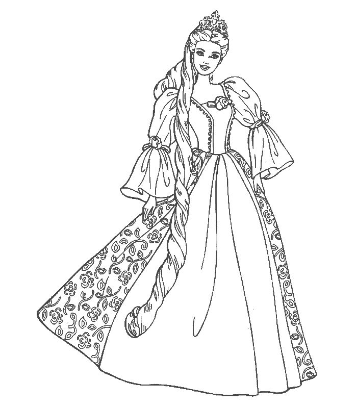 Elegant disney princess dress coloring pages