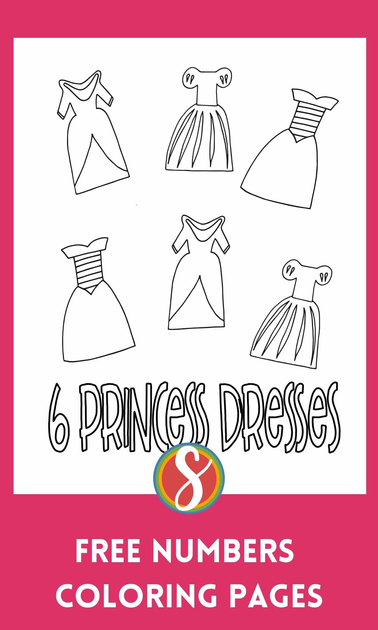 Free princess numbers coloring pages â stevie doodles