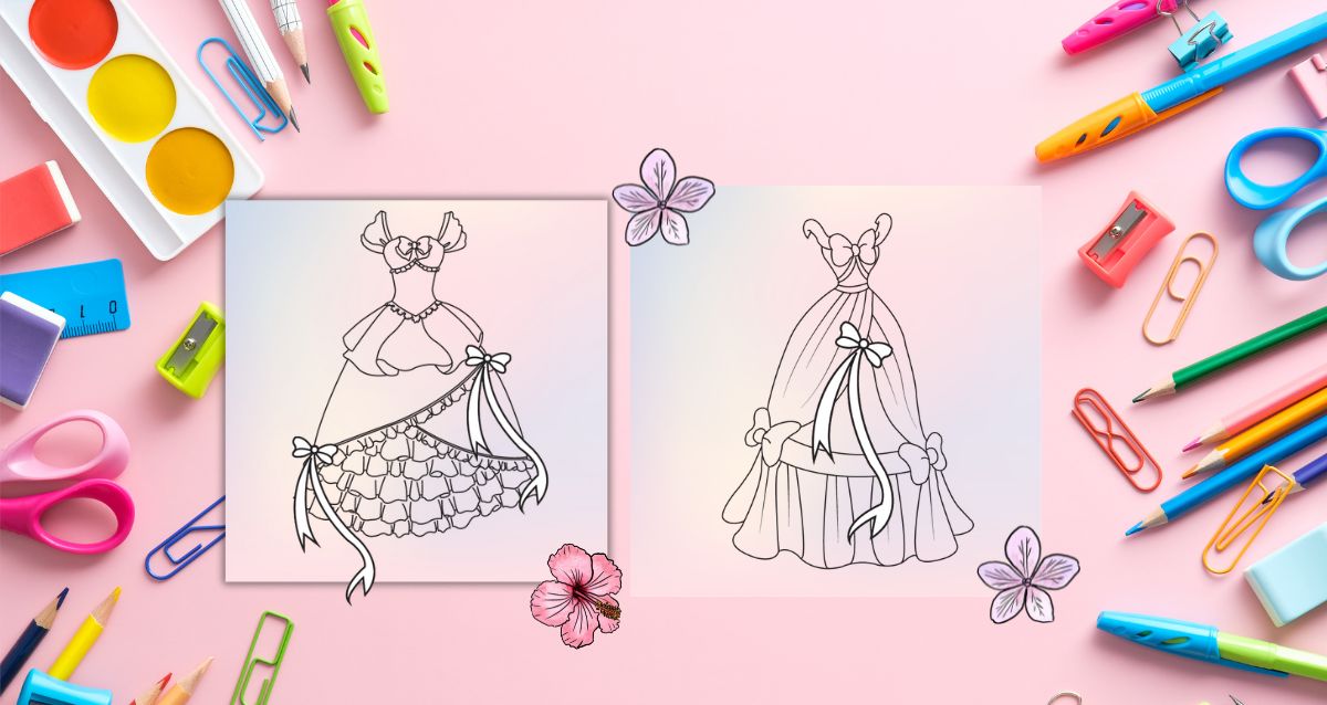 Free printable princess dress loring pages for kids