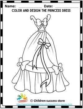 Printable princess dress coloring pages for kids by children success store
