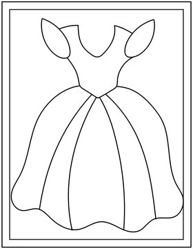 Barbie dress coloring page design template vector