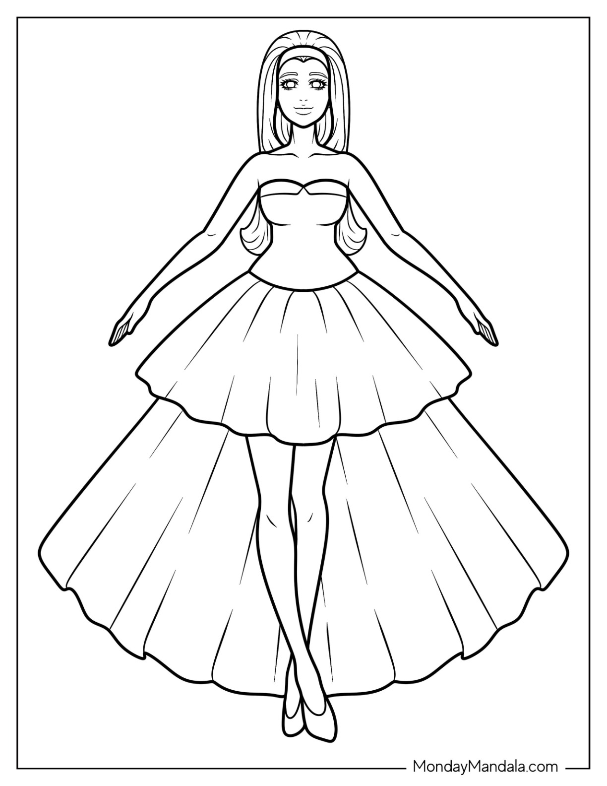 Dress coloring pages free pdf printables