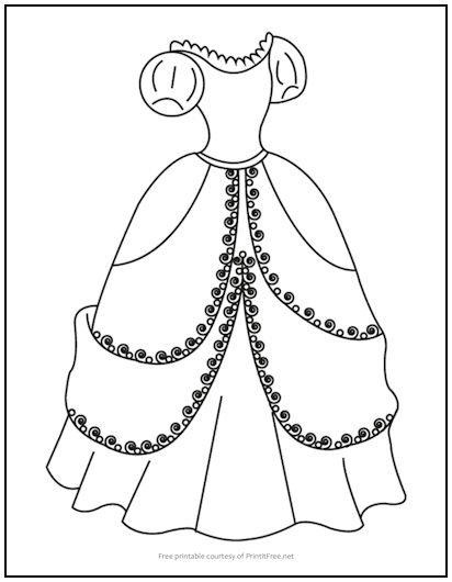 Cinderella princess dress coloring page print it free