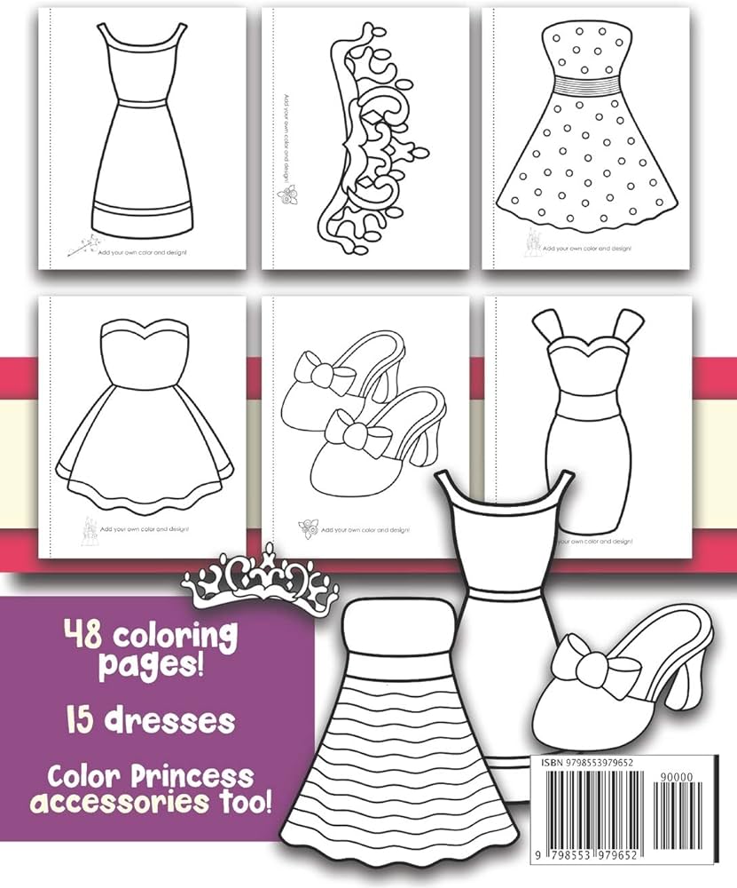 Decorated by me princess dress edition coloring book fun add color and design the dresses creative maggie and grace books