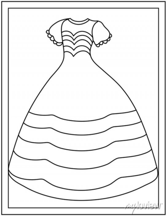 Princess dress template design coloring page canvas prints for the wall â canvas prints shop lady marriage