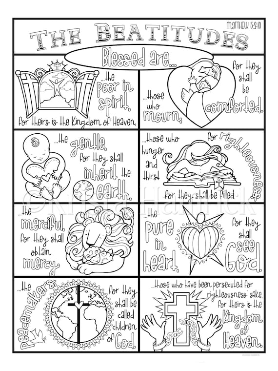 The beatitudes coloring page in three sizes x x x for bible journaling tip