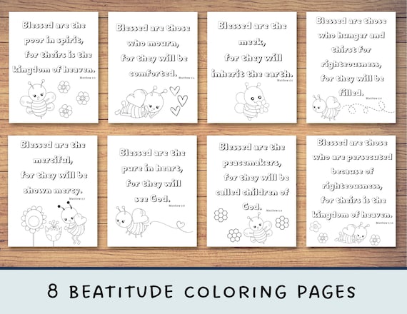 The beatitudes bee coloring pages bible coloring printable activity sunday school color christian printable activity