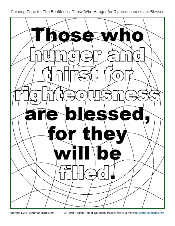 Hunger and thirst beatitudes coloring page on sunday school zone