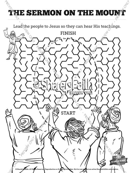 Sermon on the mount beatitudes bible mazes â