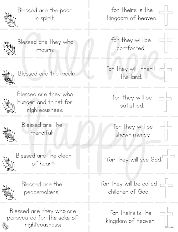 Beatitudes worksheet printable coloring page sheet liturgical year catholic resources for kids feast day prayer activities jesus instant download