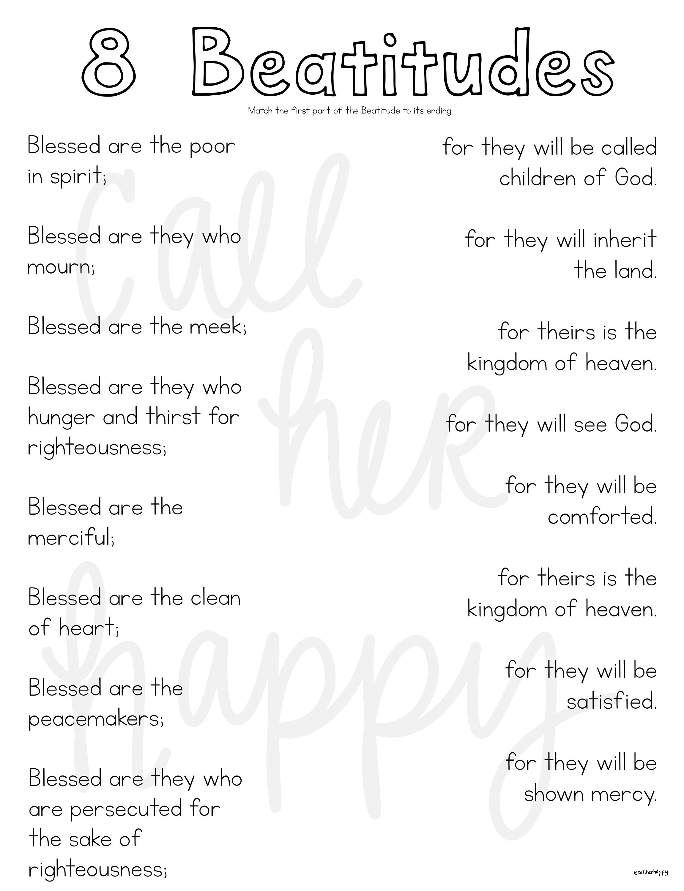 Beatitudes worksheet printable coloring page sheet liturgical year catholic resources for kids feast day prayer activities jesus instant download