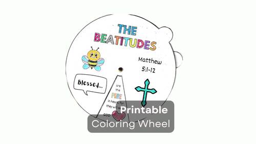 The beatitudes coloring wheel kids bible study sunday school craft