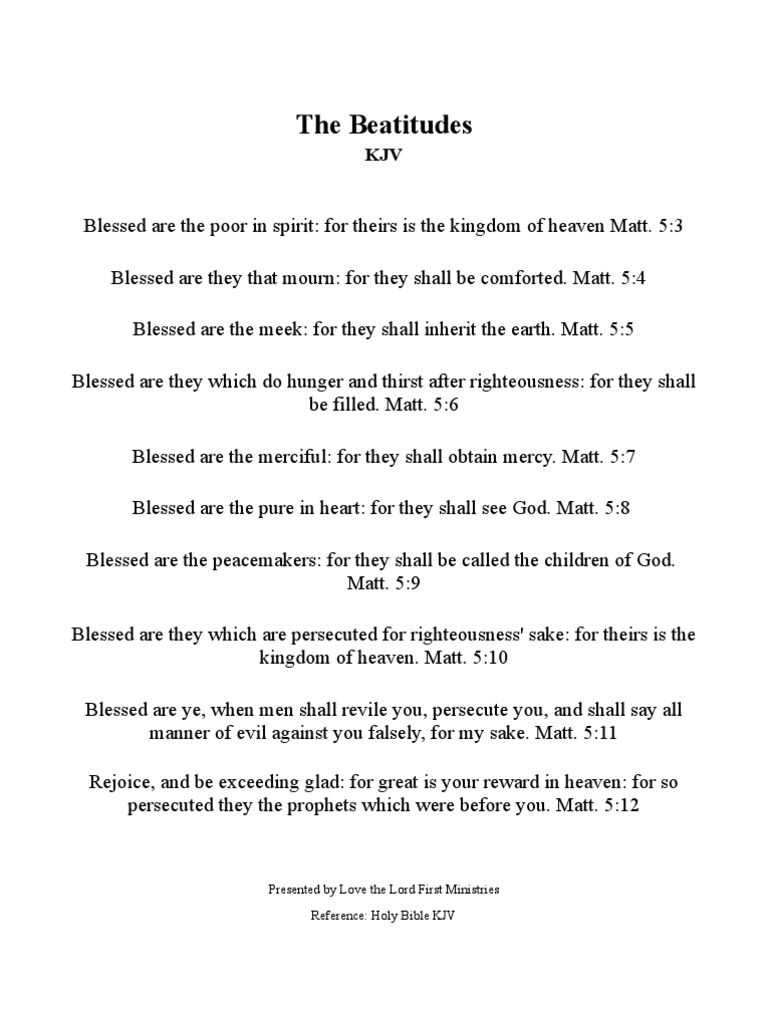 The beatitudes kjv free and printable pdf beatitudes christian belief and doctrine