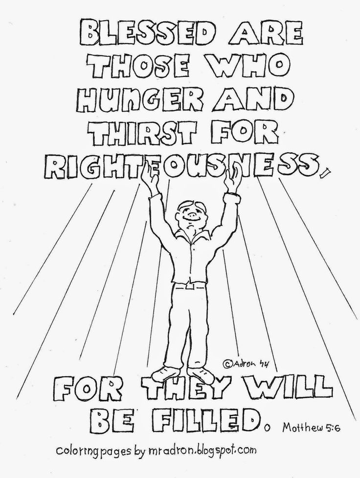 Free coloring page for blessed are those who hunger for righteousness matthew see more at my blog â beatitudes sunday school coloring pages bible for kids