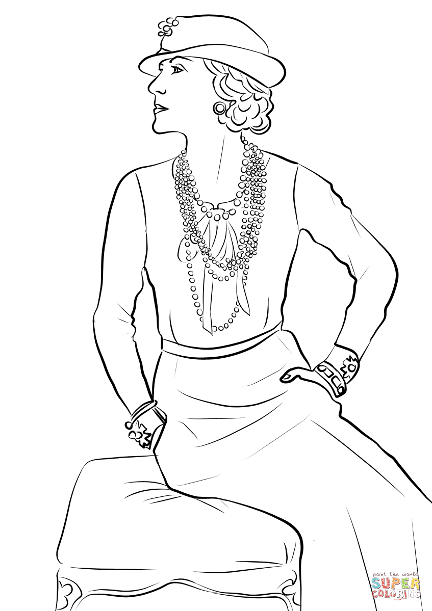 Coco chanel coloring page free printable coloring pages