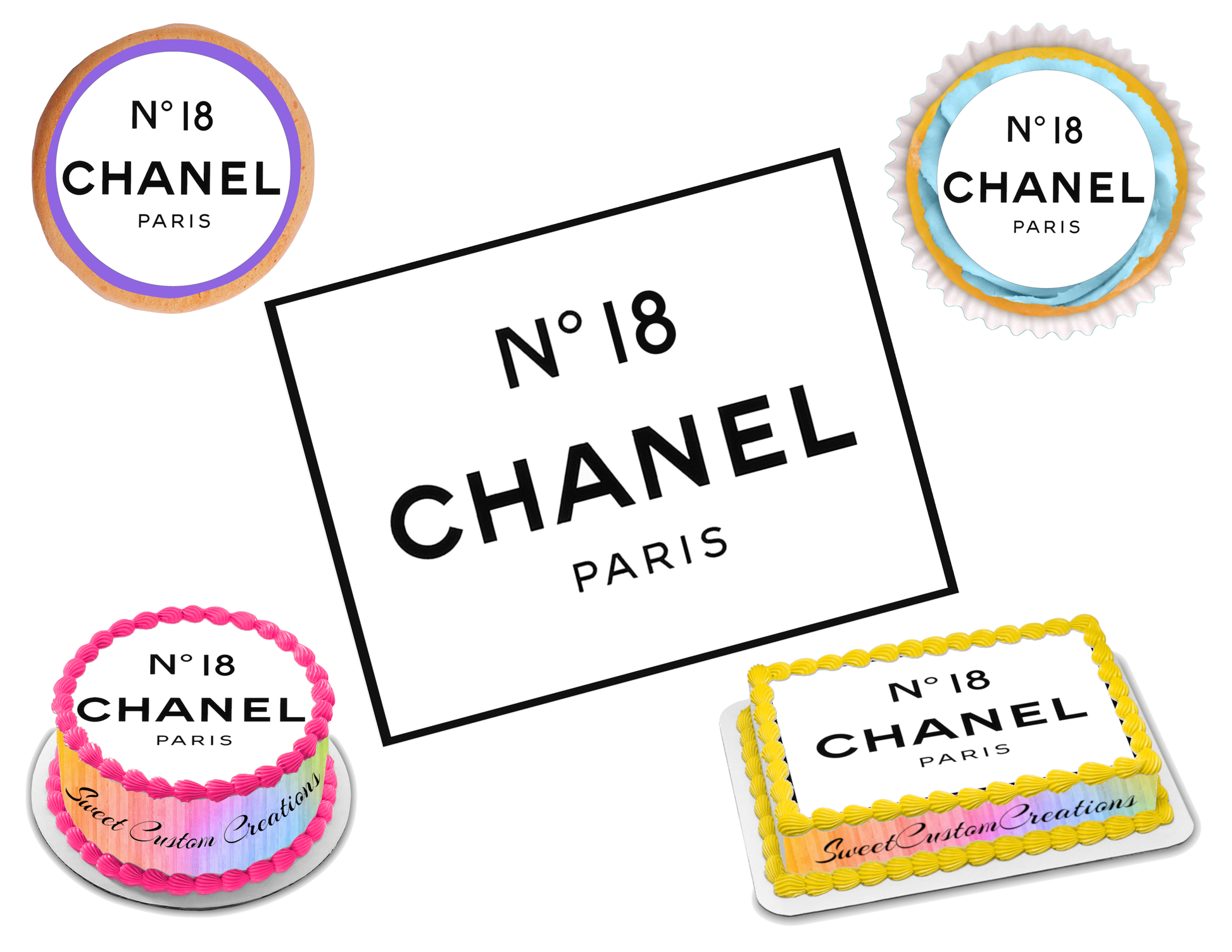 Chanel edible image frosting sheet topper sizes â sweet custom creations