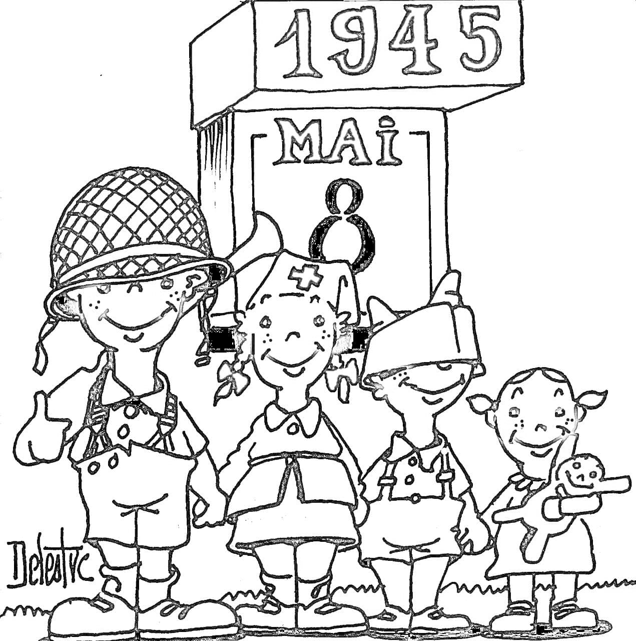 Victory day in france coloring page