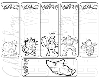 Pokemon printable coloring bookmarks pdf files individual bookmarks