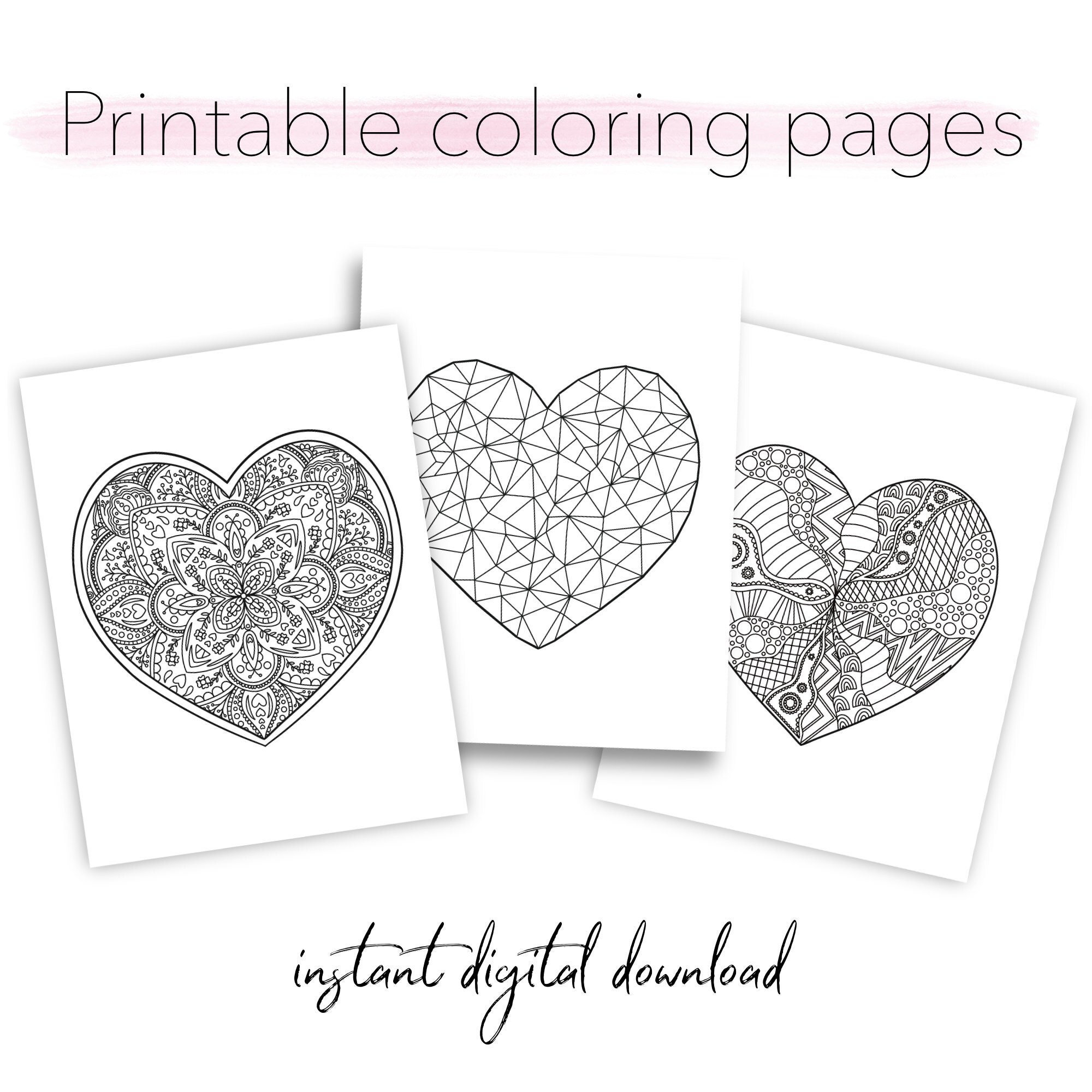 Printable heart coloring pages hand