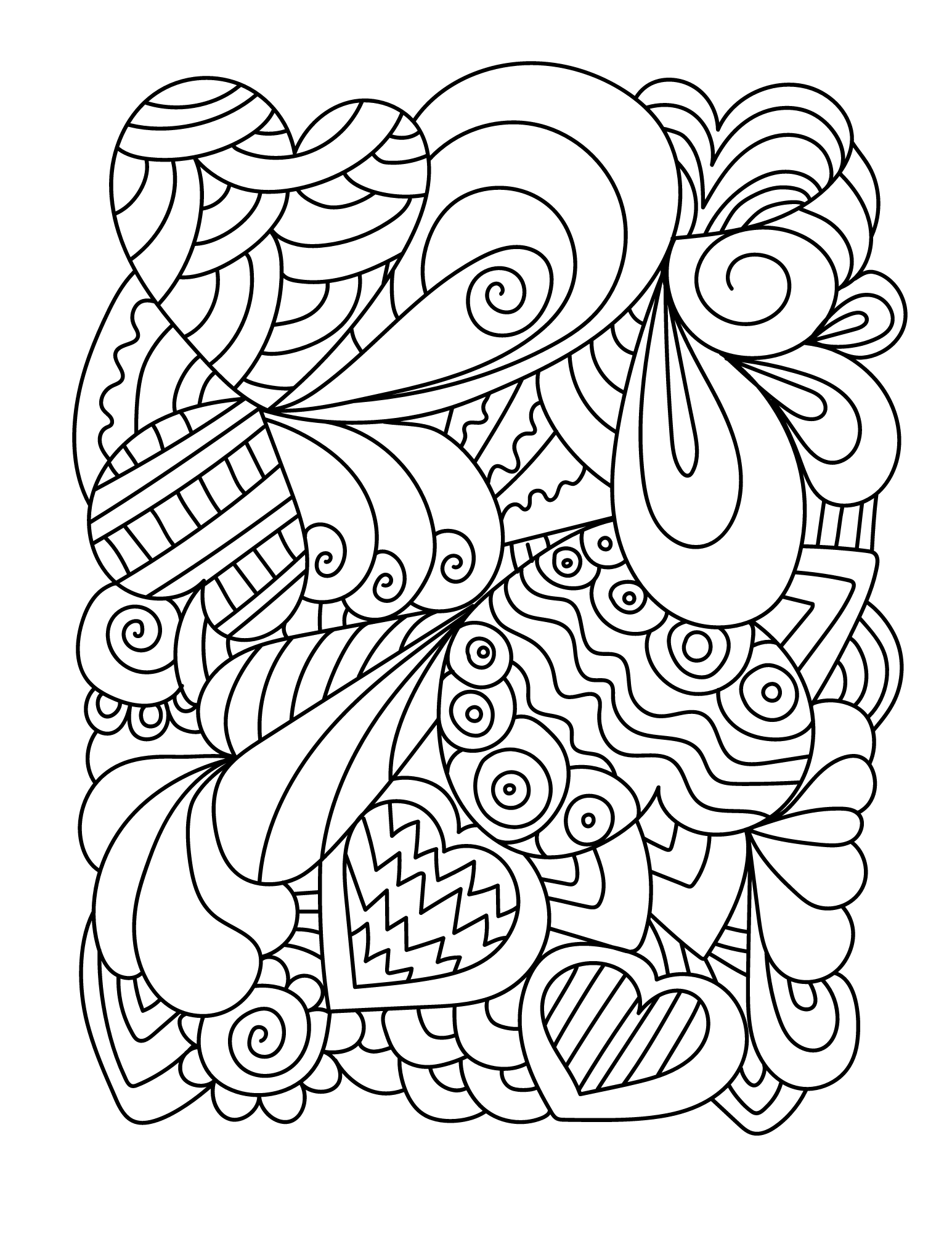 Free printable heart coloring pages for kids and adults