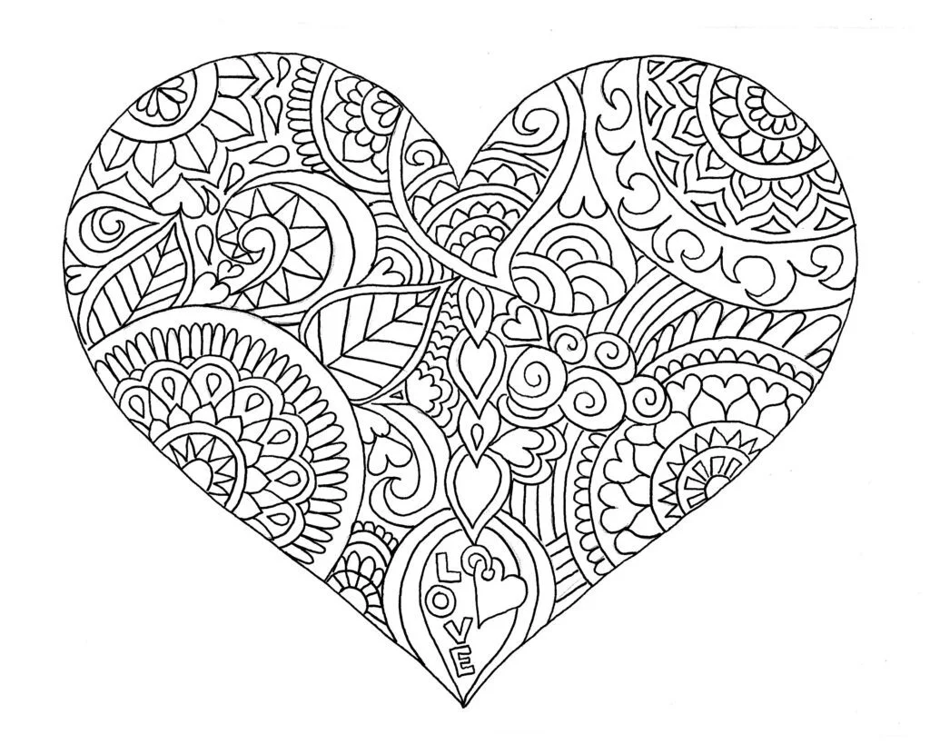 Heart coloring pages â free printables for adults and kids