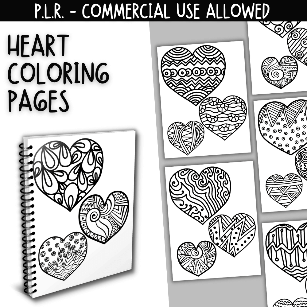 Plr heart coloring pages â plr