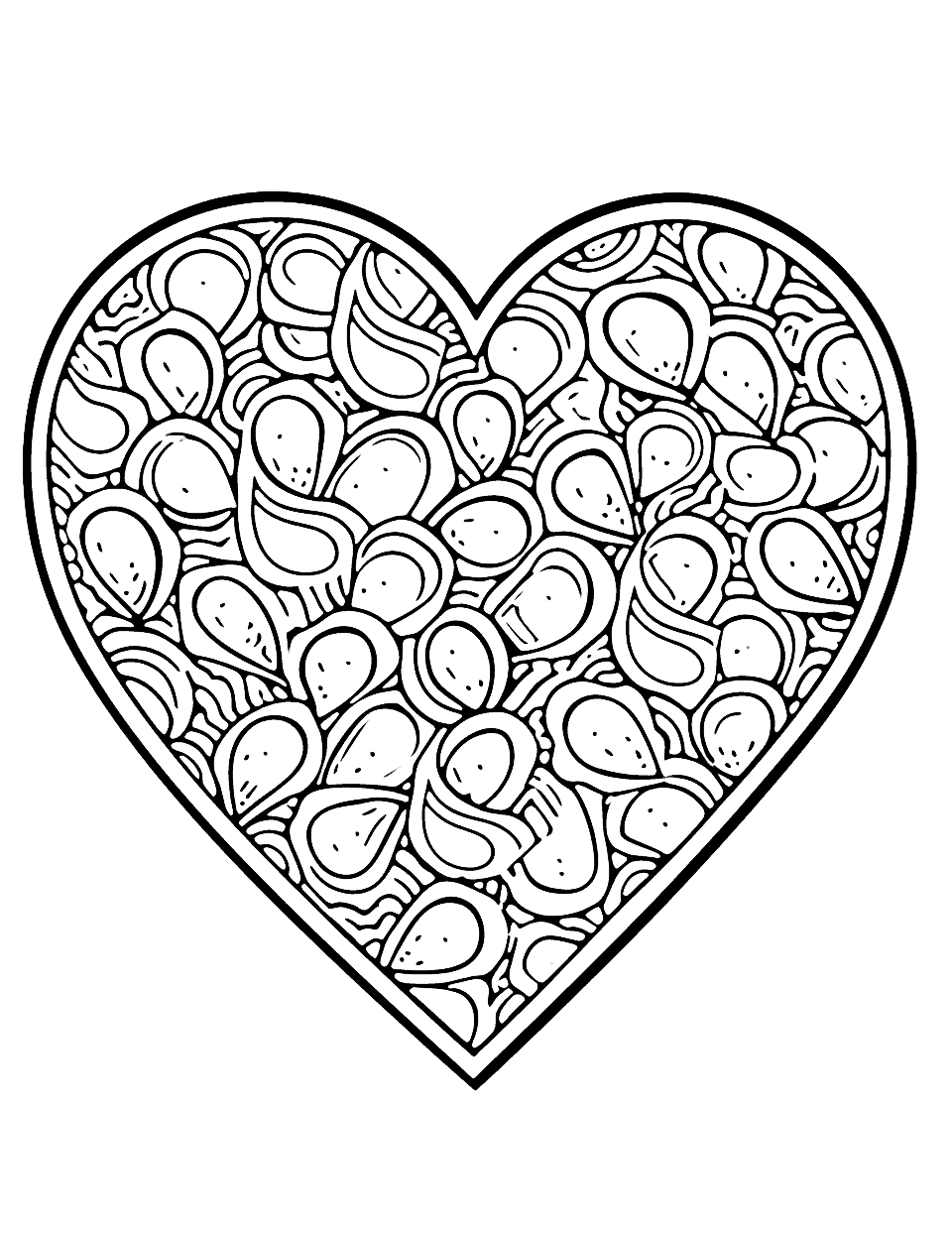 Heart coloring pages free printable sheets