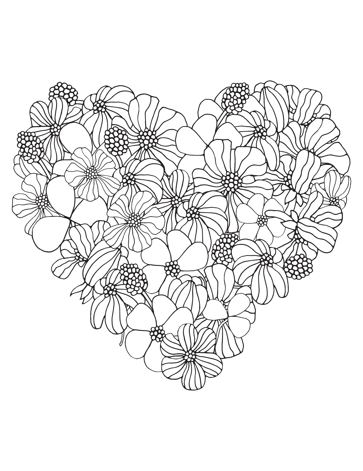 Free printable heart coloring pages for kids and adults