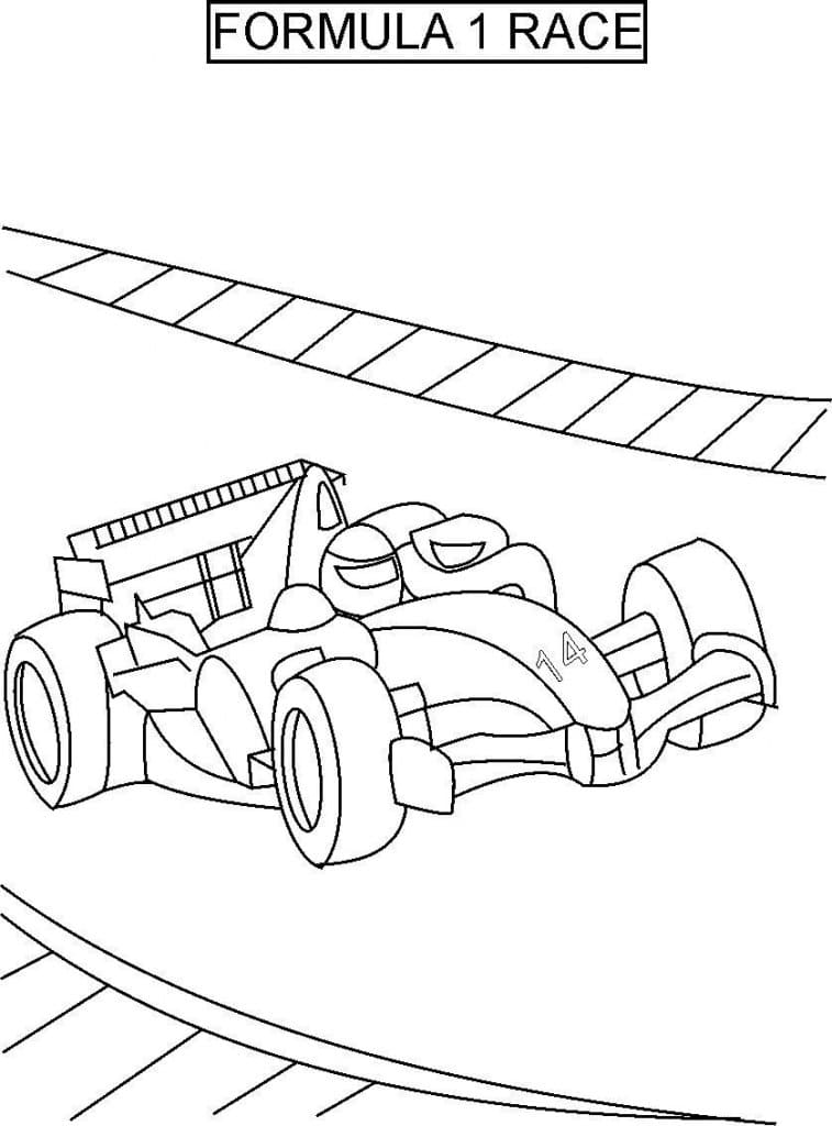 Formula race car coloring page