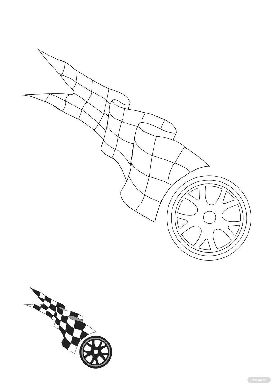 Free tire checkered flag coloring page