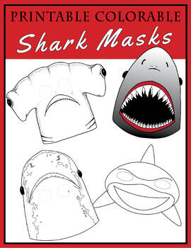 Printable shark masks by marine science and more tpt