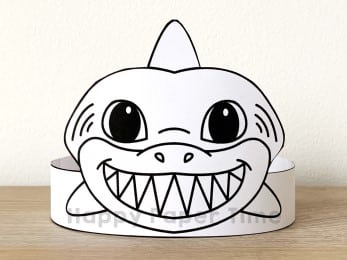 Shark crown paper template printable