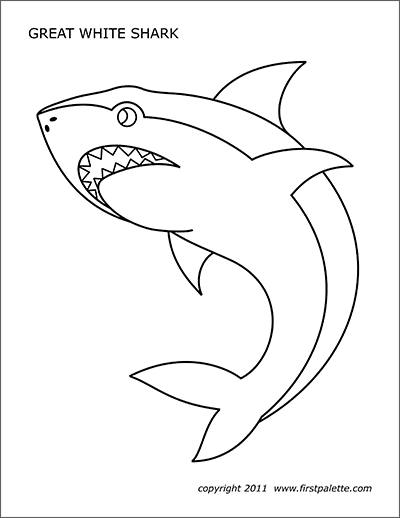 Shark free printable templates coloring pages