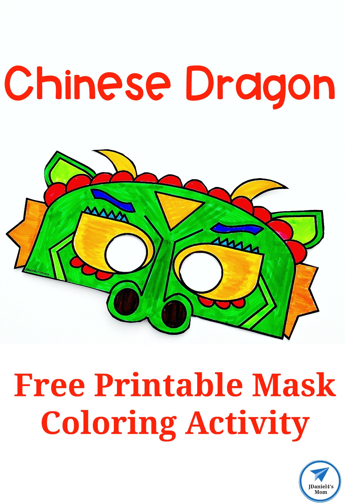 Chinese dragon mask printable coloring activity