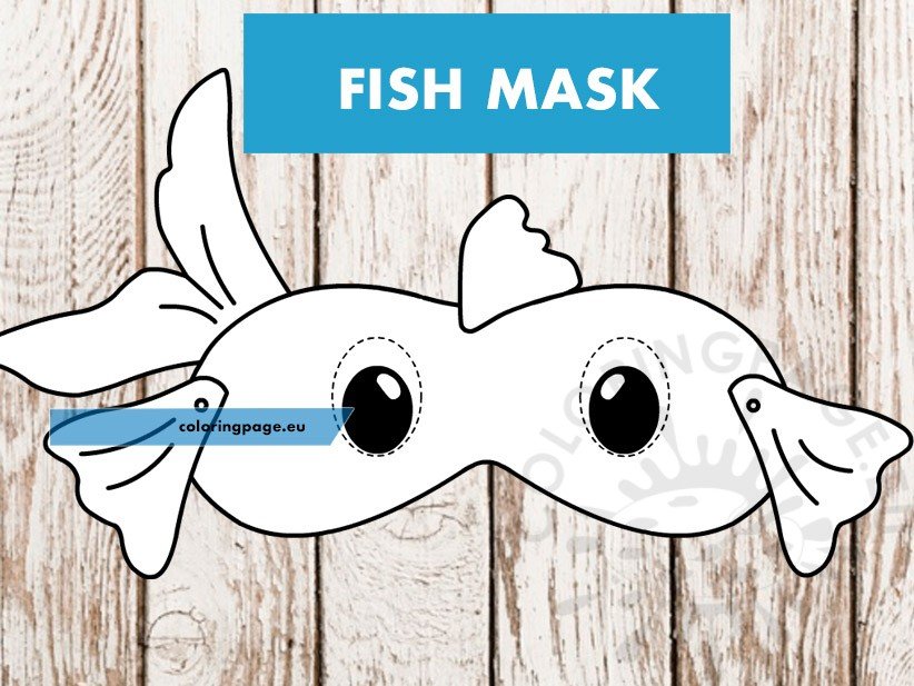 Fish mask template coloring page