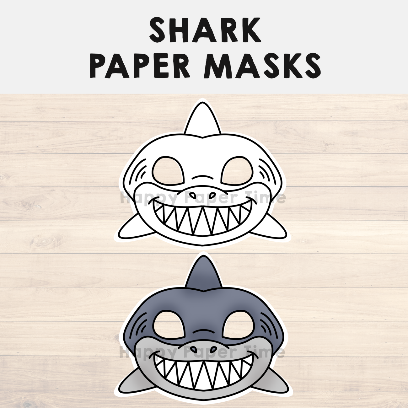 Shark paper mask printable ocean sea animal coloring craft activity costume made by teachers