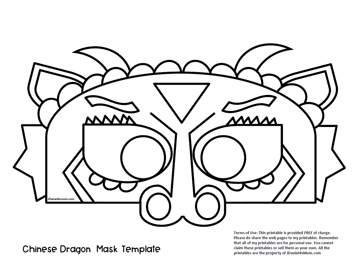 Chinese dragon mask printable coloring activity